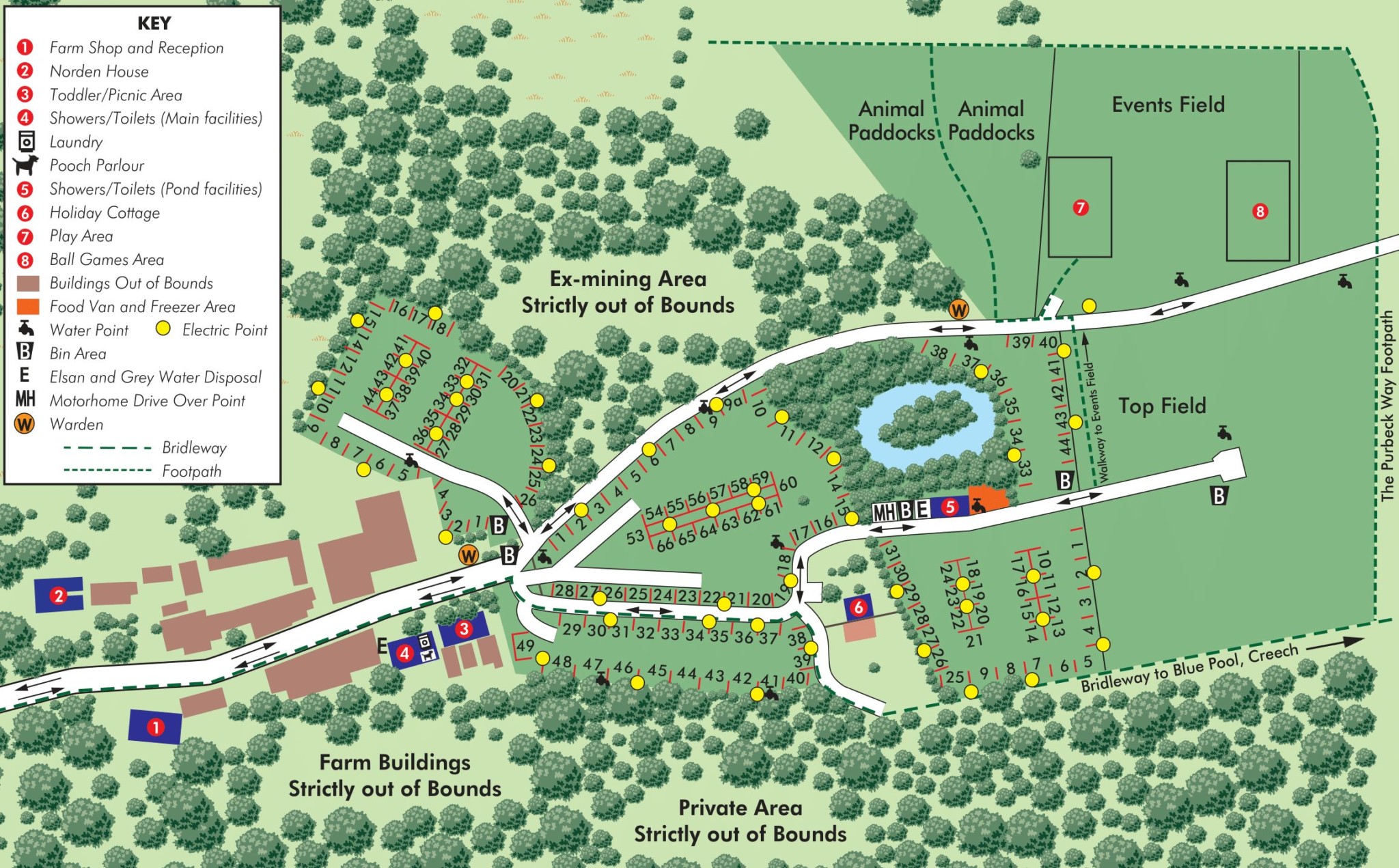 Campsite Map – Norden Farm Campsite, Corfe Castle, Dorset